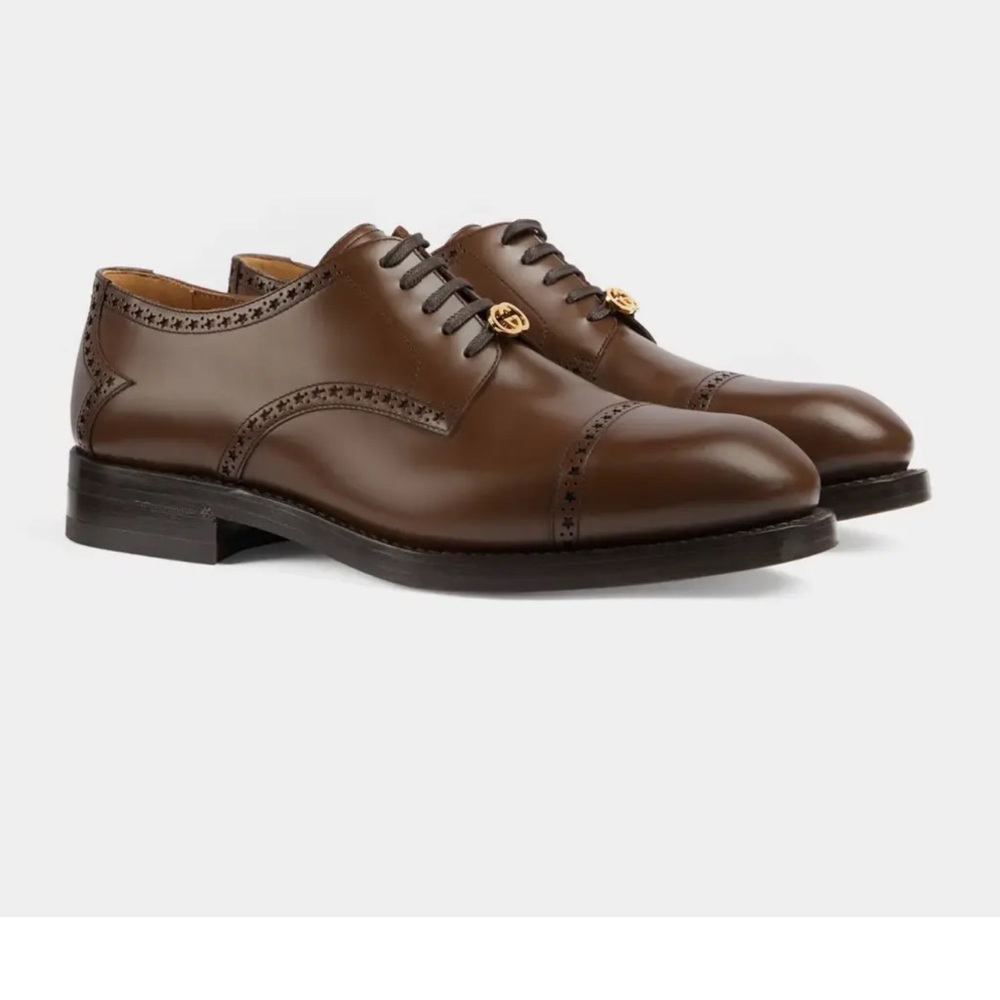 NWB GUCCI SHOES MENS ROOSTER BROGUE
BROWN LEATHER DURBY GUCCI SIZE/10 - Picture 12 of 16